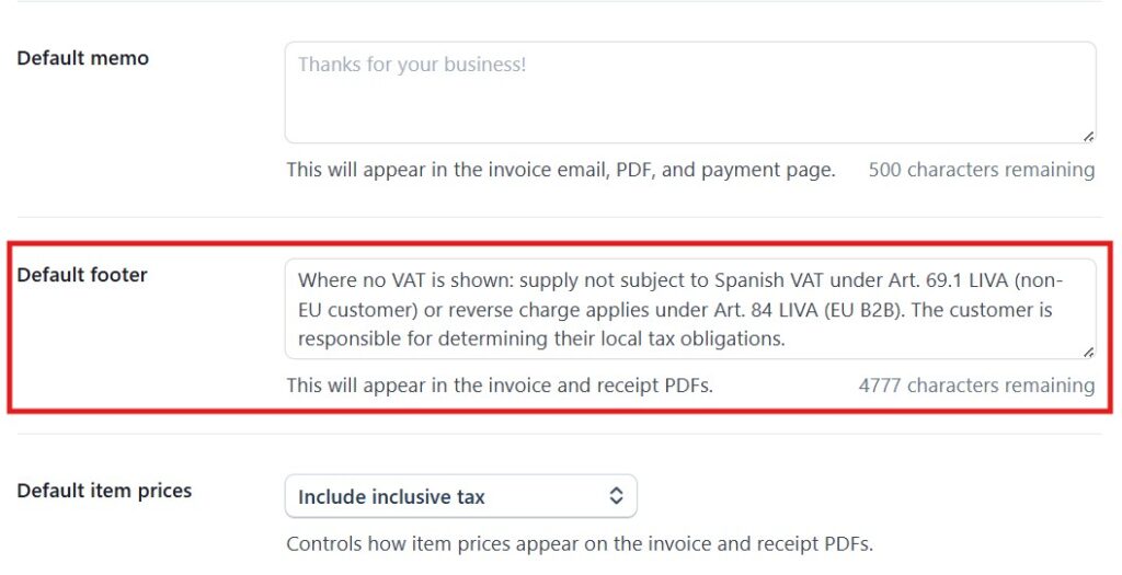 Invoice: Default footer