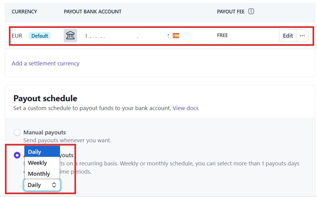 Sripe: Payouts one currency